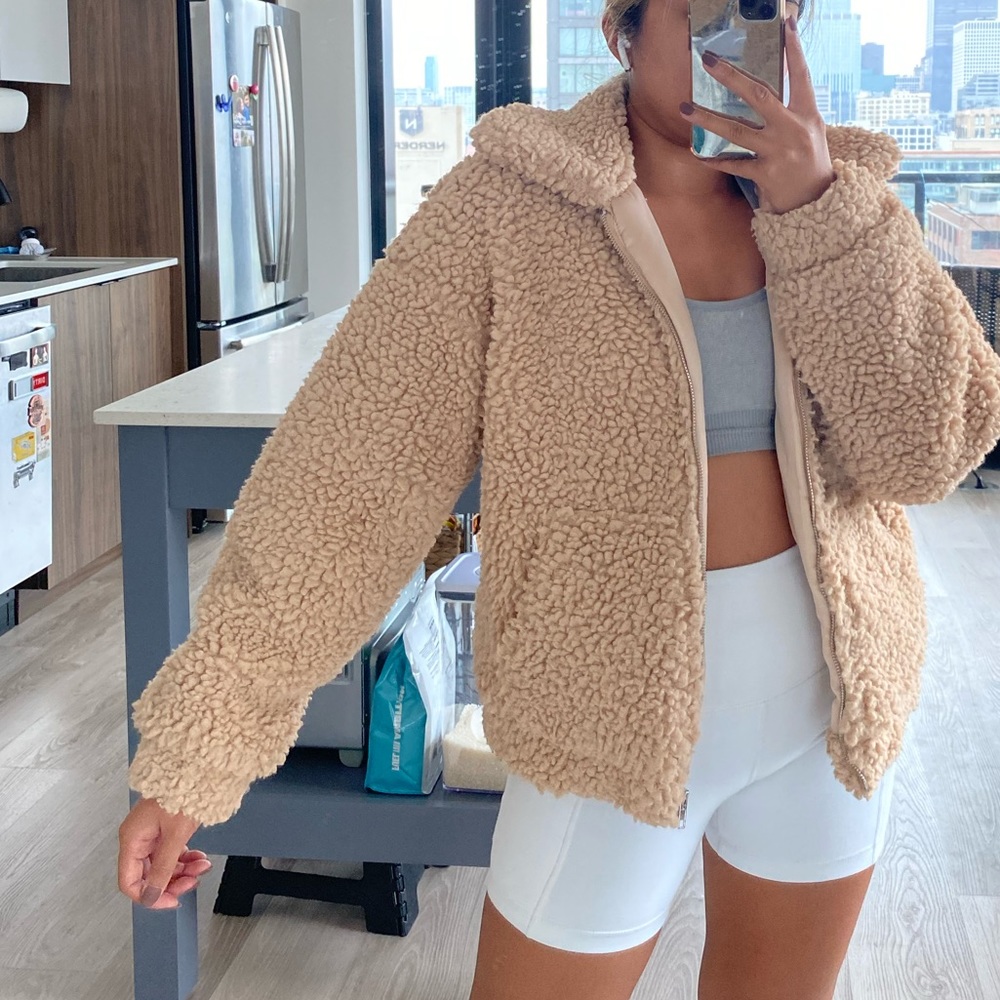 Peach pink teddy jacket - Picture 5 of 5